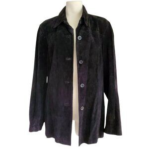 Real Clothes Suede Genuine Leather Shacket Lightweight Jacket Shirt Black 14